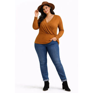 Orange Blouse XLLibian Stretchy Fall Blouse – Size L/XL – Soft, Flowy & Effortle